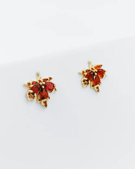 Gold Plated Autumn Leaves Stud Earrings