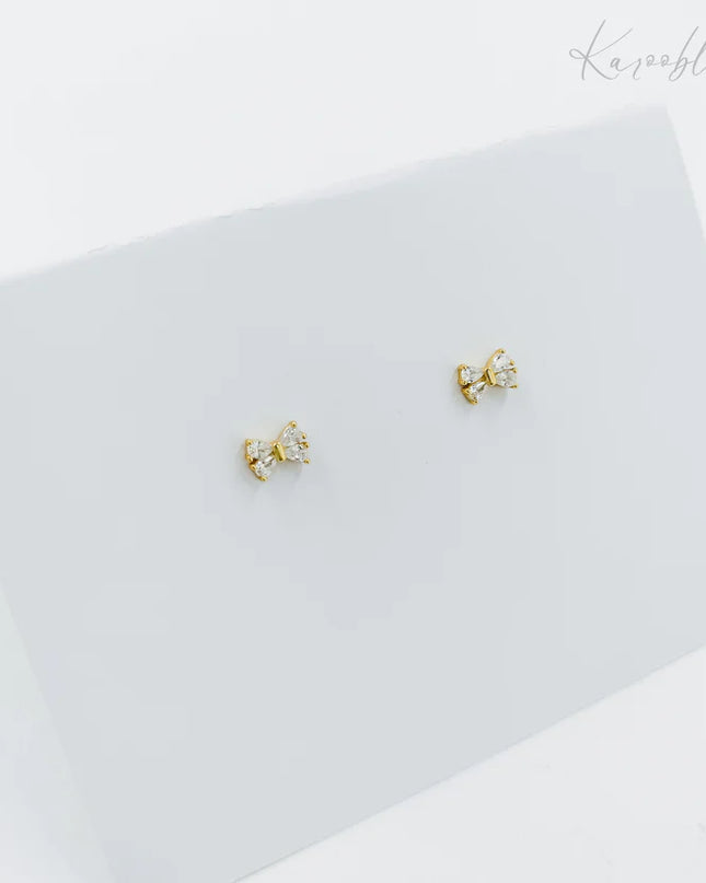 Sterling Silver Cubic Zirconia Bow - Gold