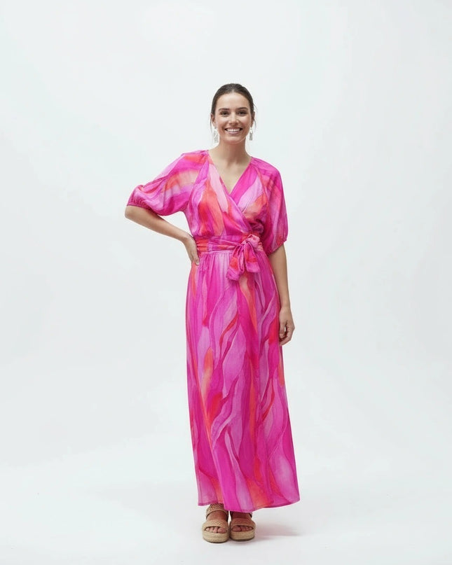 Nicole Wrap Dress - Fuchsia