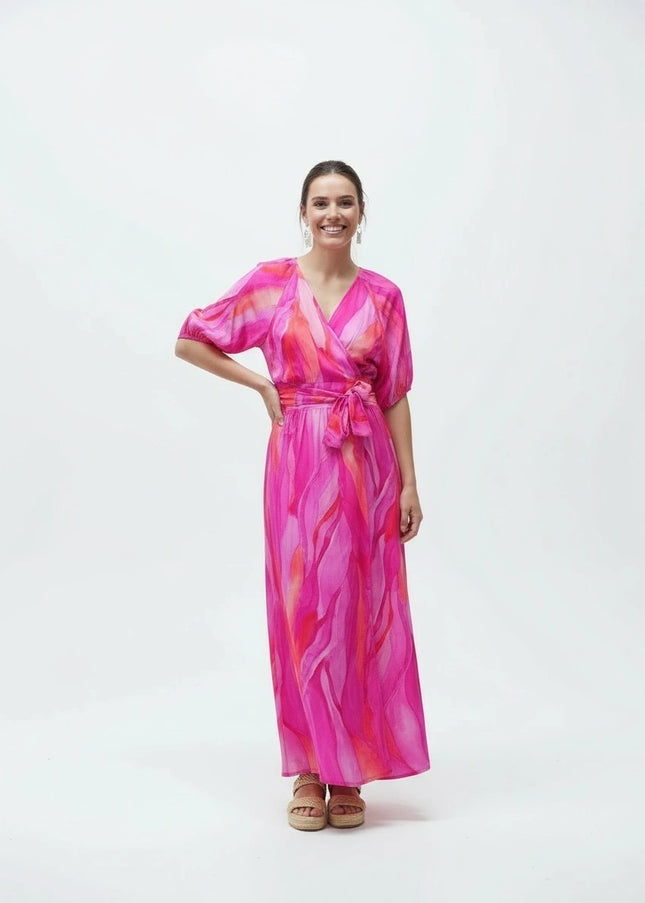 Nicole Wrap Dress - Fuchsia