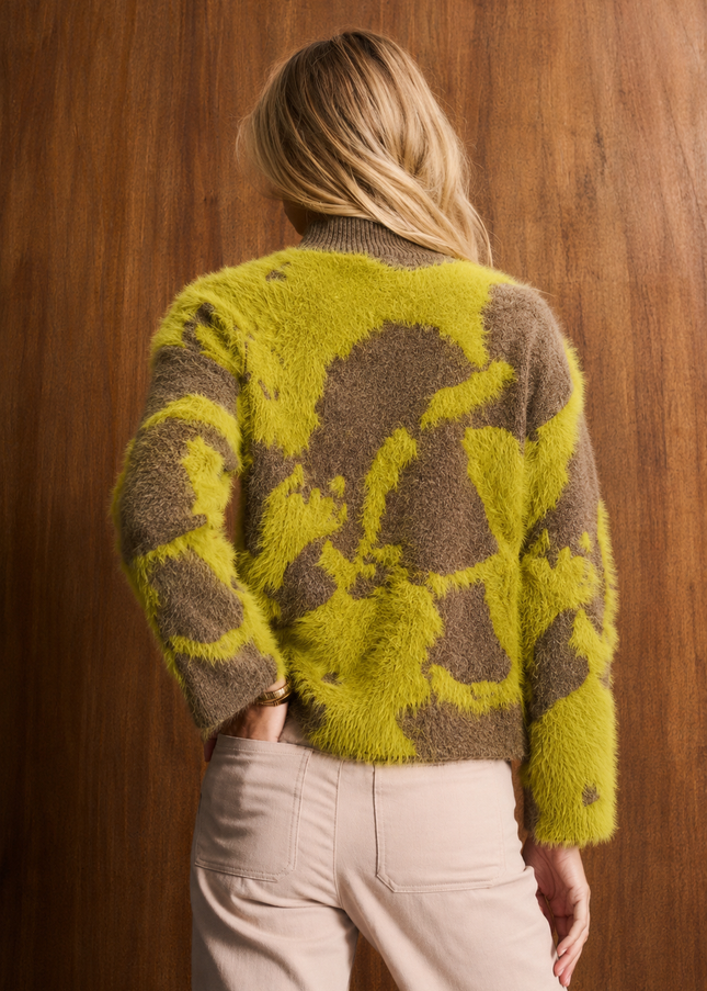 Chartreuse and Brown Lux Knit