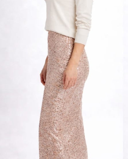 Sequin Stretch Skirt - Nude