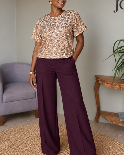Sequin Blouse Nude