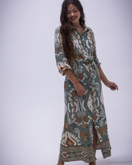 Rhea Dress - Boarder Print