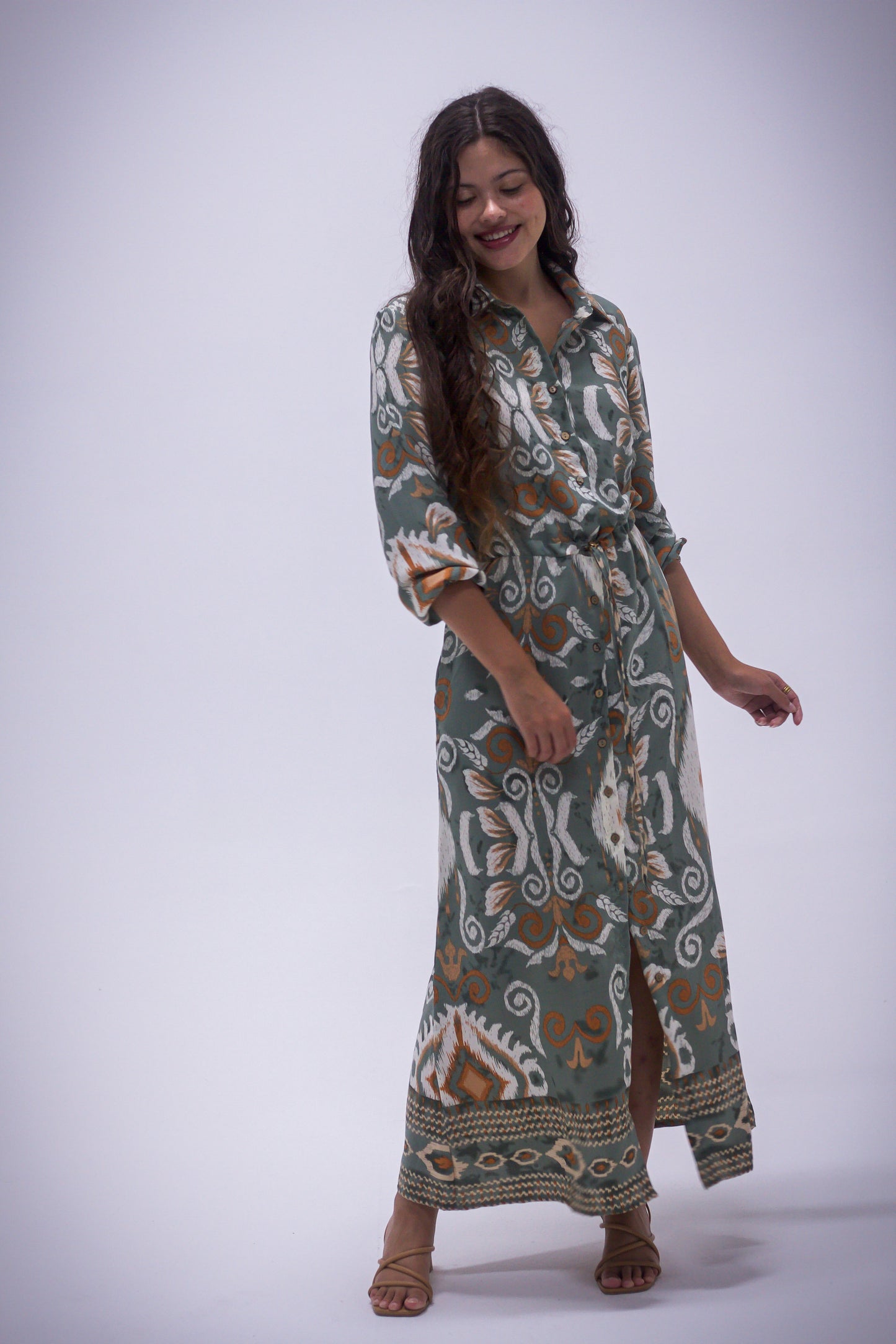 Rhea Dress - Boarder Print