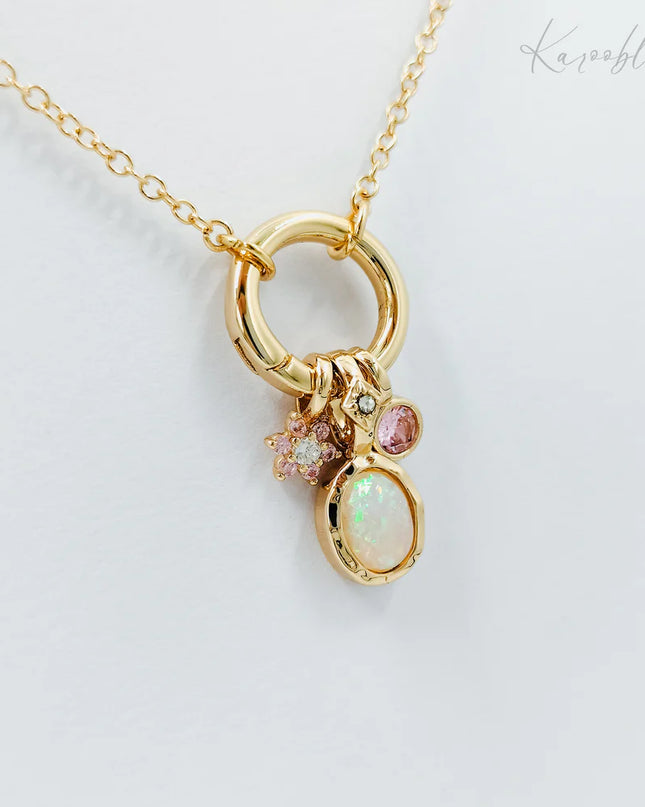 Gold Opal Charm Necklace