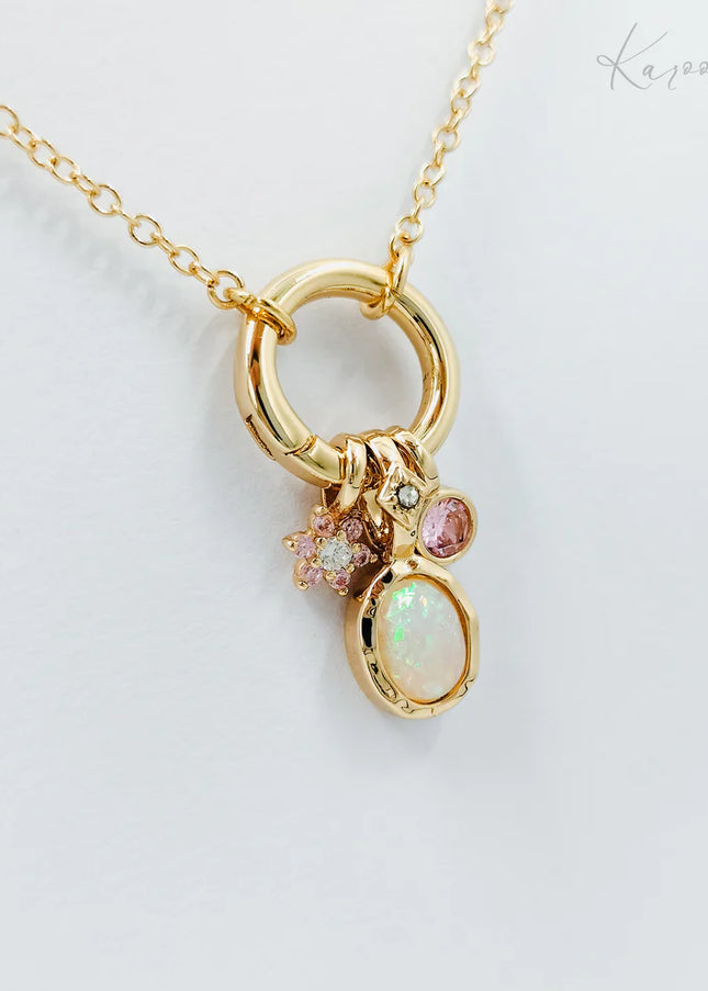 Gold Opal Charm Necklace