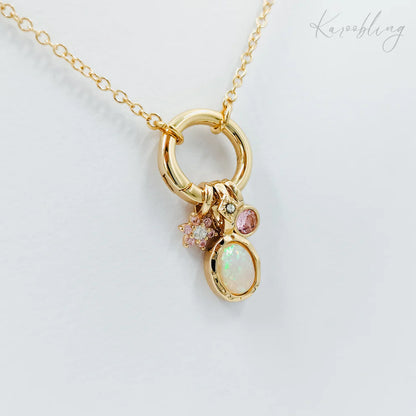 Gold Opal Charm Necklace
