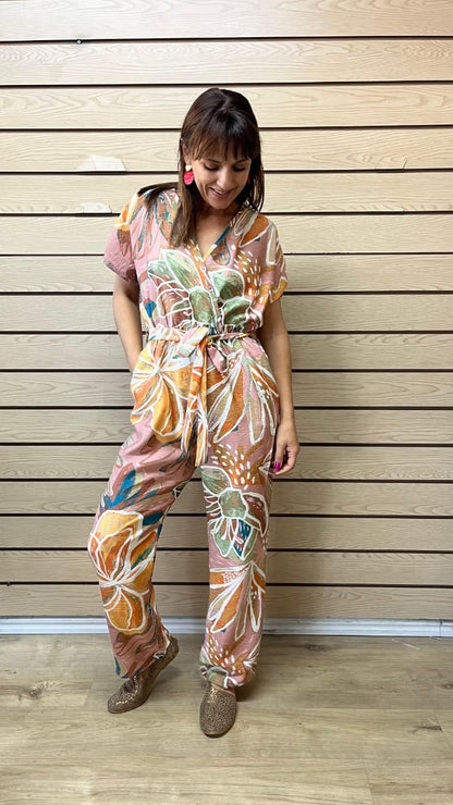 Jennifer Jumpsuit Peach Floral