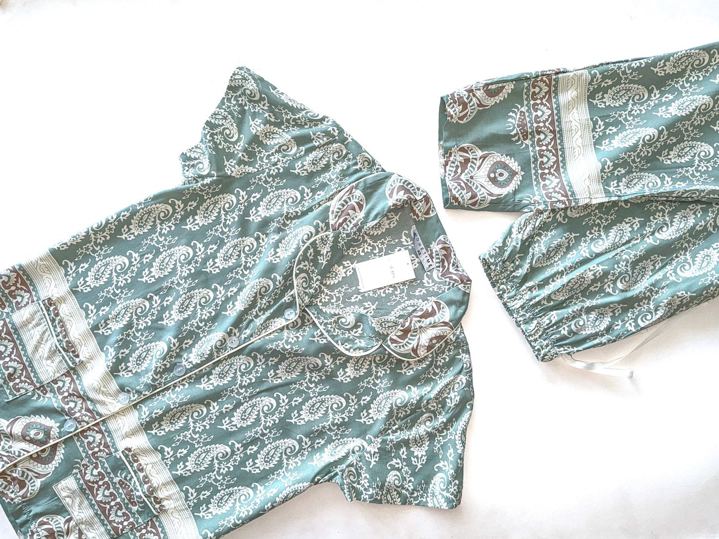 Mint Boarder Short Sleeve Pjs