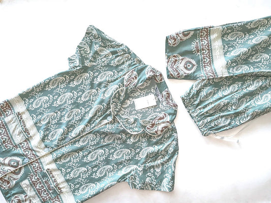 Mint Boarder Short Sleeve Pjs