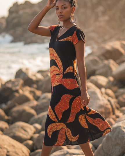 Orange Leaf Maxi Dress