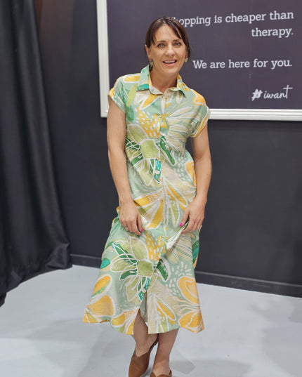 Charlotte Dress - Green and Yellow Floral