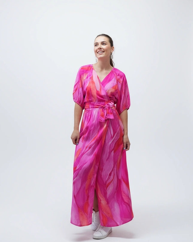 Nicole Wrap Dress - Fuchsia