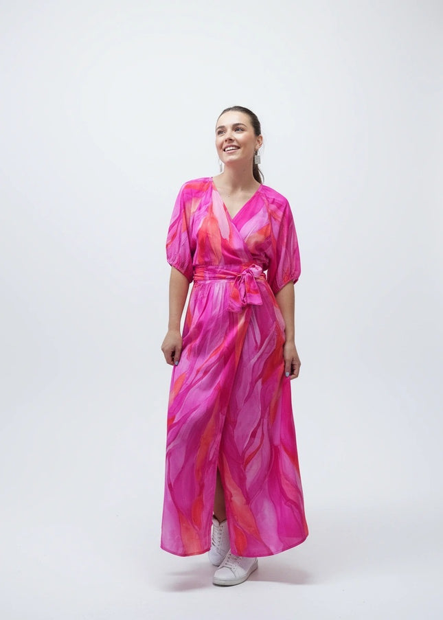Nicole Wrap Dress - Fuchsia