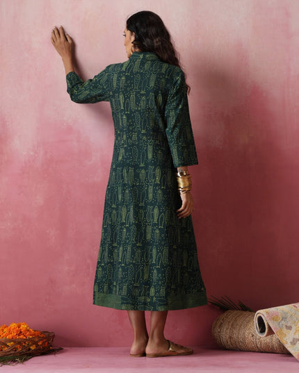 Olive Block Print  Dress