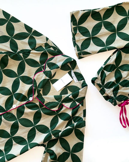 Green Indian Cotton Classic Set Pjs