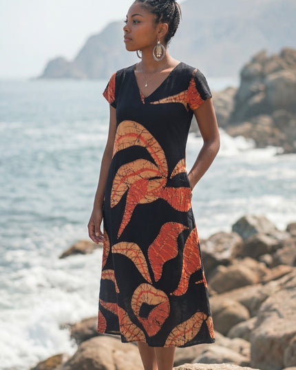 Orange Leaf Maxi Dress