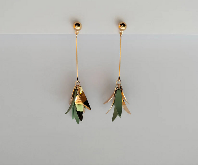 Sage Graceful Bloom Dangle Earrings