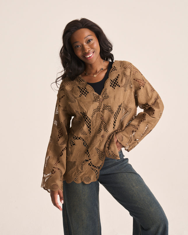 Angelique Cardigan in Chocolate and Black