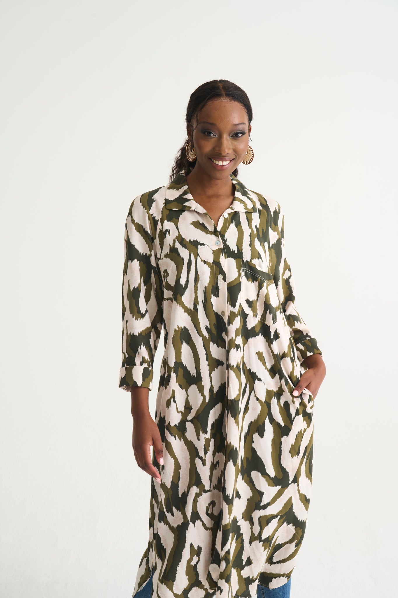 Misty Shirt Dress - Olive