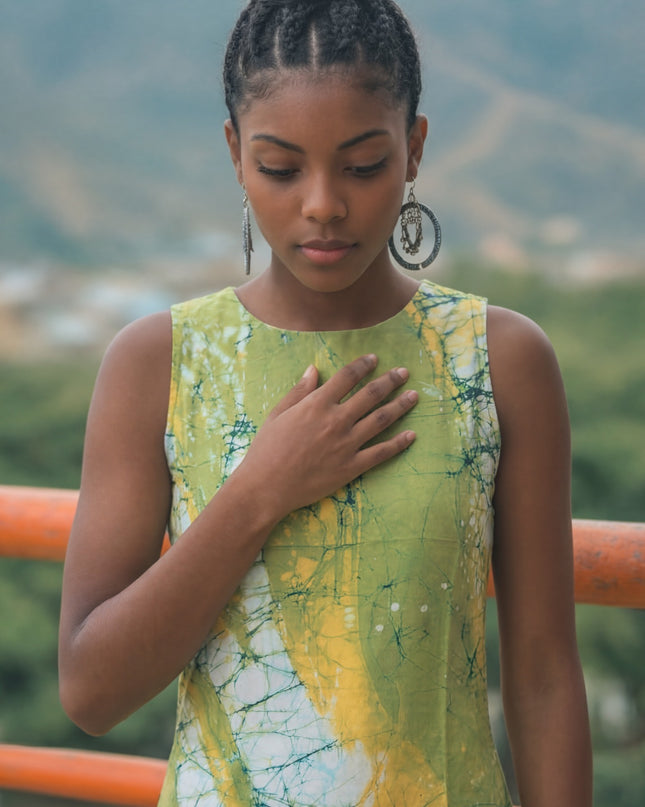 Abstract Lime Dress