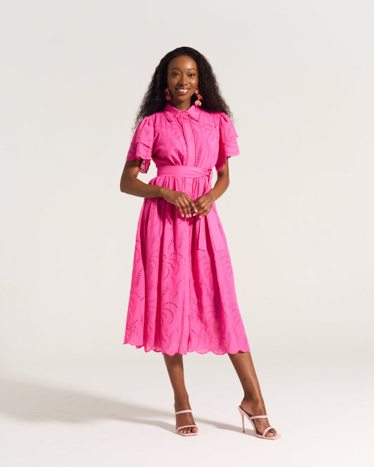 Fria Cotton Anglaise Dress Pink