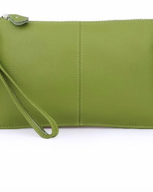 Genuine Leather Lime Green Clutch