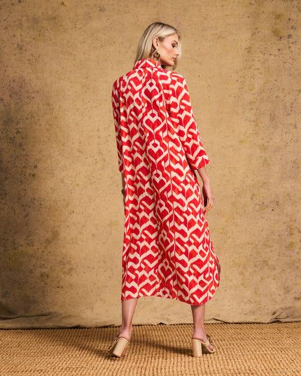 Liza Shirt Dress In Tangerine Ikat