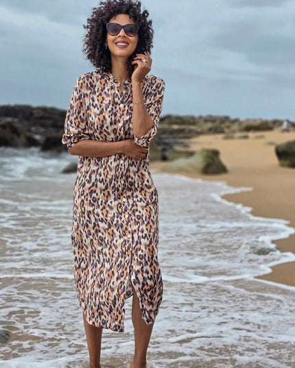 Beauty Waterfall Leopard Dress