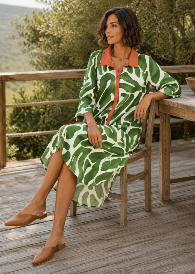Savannah Dress - Green and Orange