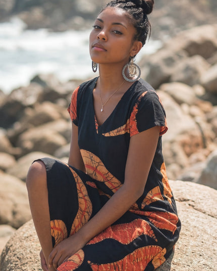 Orange Leaf Maxi Dress