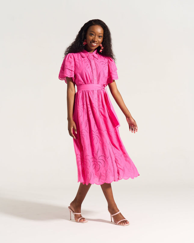 Fria Cotton Anglaise Dress Pink