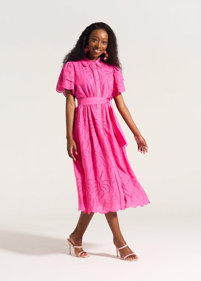 Fria Cotton Anglaise Dress Pink