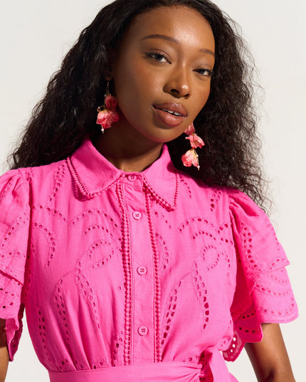 Fria Cotton Anglaise Dress Pink