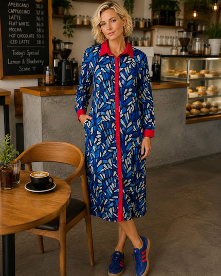 Scarlet Dress - Midi Indigo Reef