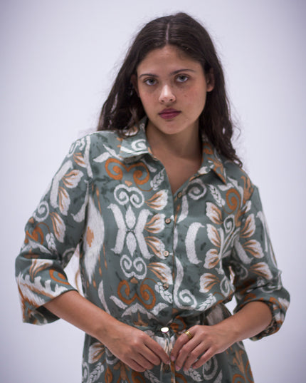 Rhea Dress - Boarder Print