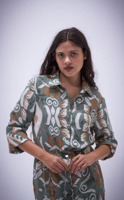 Rhea Dress - Boarder Print