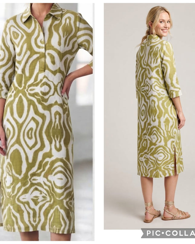 Mandarin Dress - Abstract Print