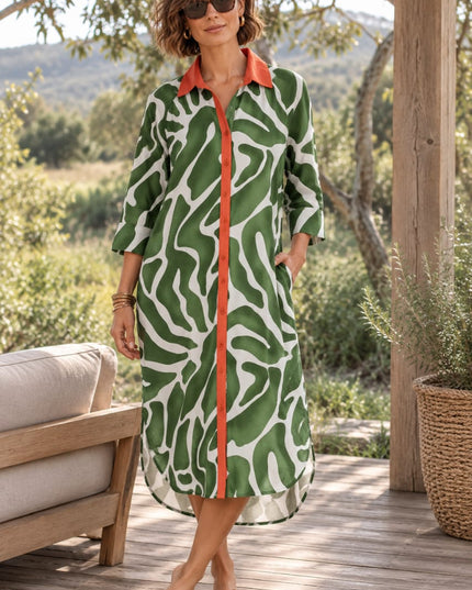 Savannah Dress - Green and Orange