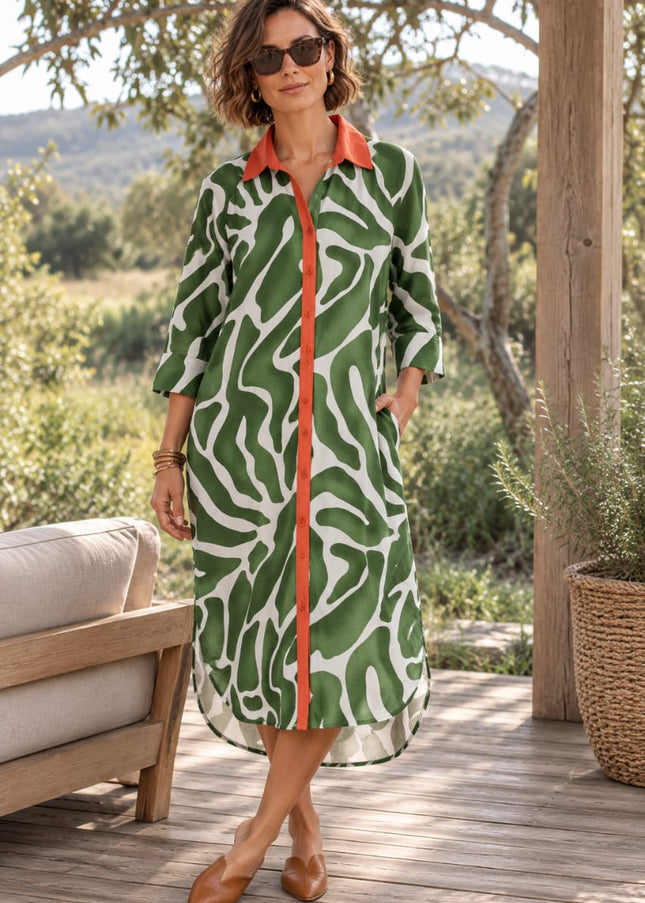 Savannah Dress - Green and Orange