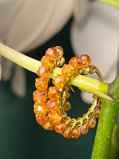 Rusty Pink Beaded hoops