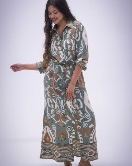 Rhea Dress - Boarder Print