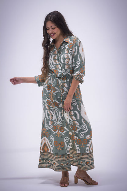 Rhea Dress - Boarder Print
