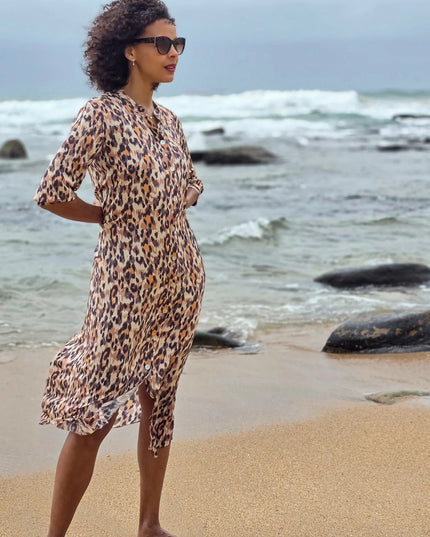 Beauty Waterfall Leopard Dress