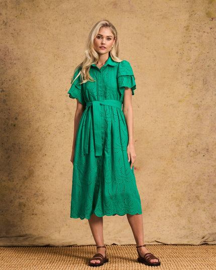 Fria Cotton Anglaise Dress - Green