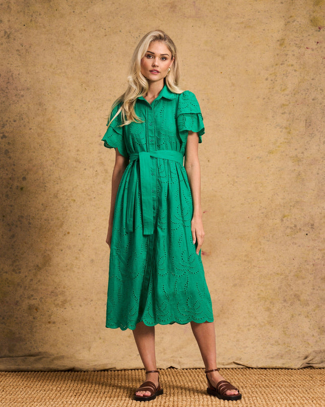 Fria Cotton Anglaise Dress - Green