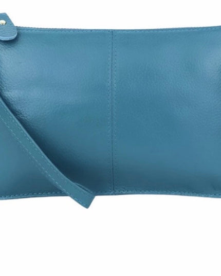 Genuine Leather Teal Clutch