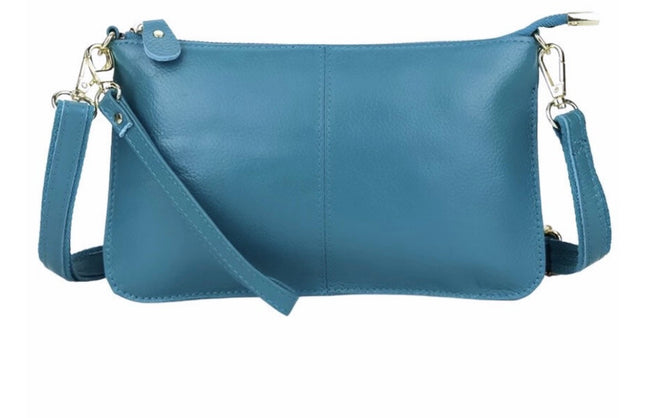 Genuine Leather Teal Clutch