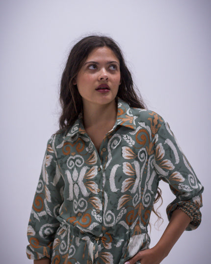 Rhea Dress - Boarder Print